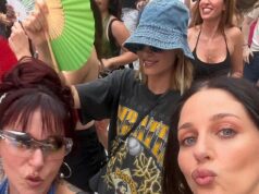 GOSSIP99 : Margot Robbie blends in with concertgoers as she wears a baseball T-shirt and tiny shorts while partying at the Bad Bunny concert in London