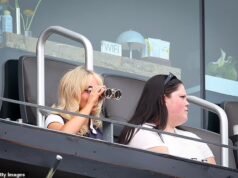 GOSSIP99 : Sabrina Carpenter uses binoculars to see as she makes surprise appearance at Ecuador’s thrilling World Cup victory over Germany